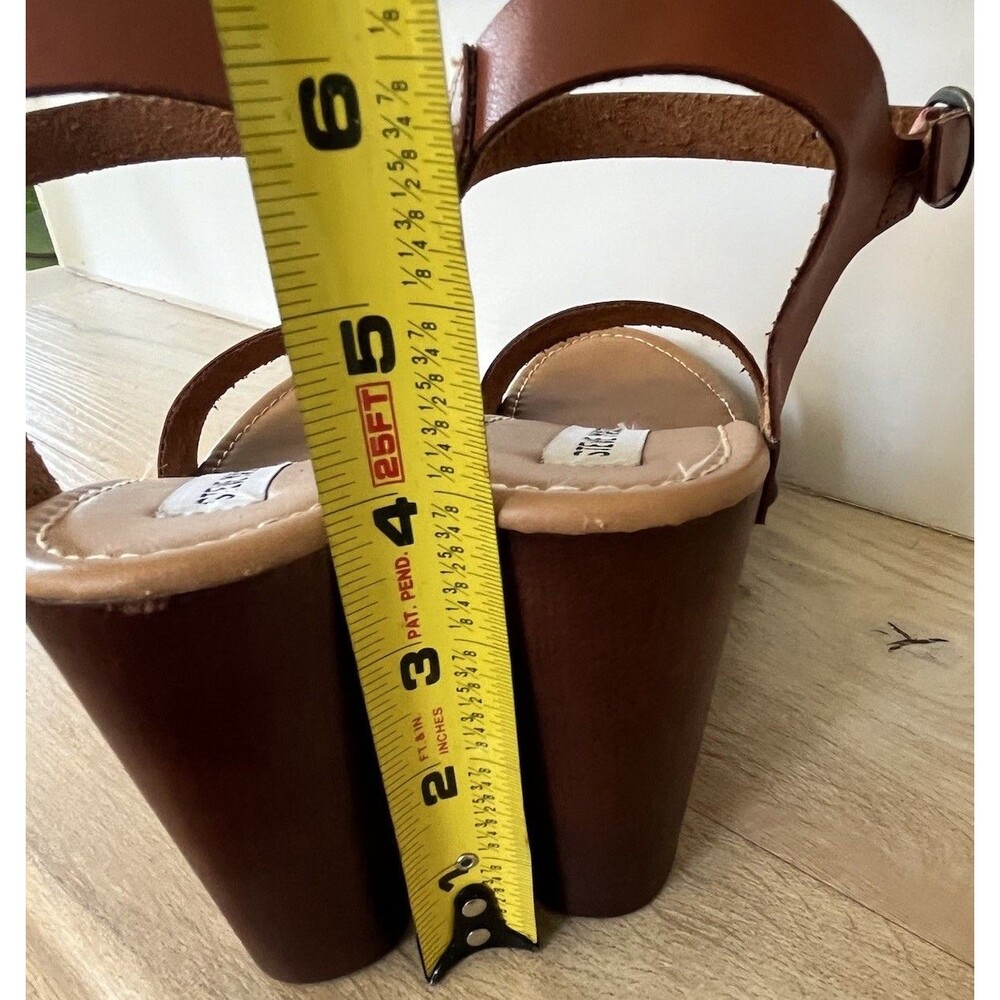 Steve Madden Luna Platform Wooden Clog Ankle Strap Heeled Sandals Size 9 Brown - Picture 6 of 12